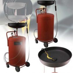 Mobilny pojemnik na olej 80 l z pneumatycznym opróżnianiem, lejek z regulacją wysokości