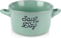 Ceramiczna miska do zupy z dwoma uchwytami 600 ml, zielona
