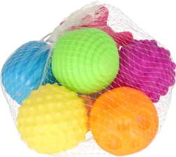 Sensoryczne piłeczki dla dzieci, zestaw 6 szt. w siateczce