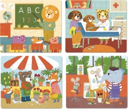 Vilac drewniane puzzle Zawody 4 w 1