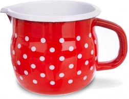 Emaliowany kubek z dzióbkiem czerwony w kropki 800 ml