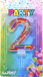 Świeczka imprezowa cyfra 2 w paski