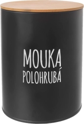 Puszka metalowa na mąkę półgrubą z bambusową pokrywką black