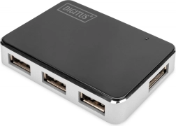 aktywny hub USB 2.0, 4-portowy, czarno‑srebrny DIGITUS