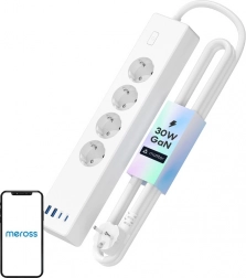 Meross inteligentna listwa zasilająca MSP844 z szybkim ładowaniem, 4 gniazda + 2× USB‑A + 2× USB‑C (Matter)