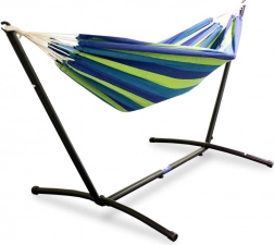 Ogrodowy hamak ze stojakiem niebiesko-zielony