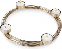 Metalowy złoty świecznik na 4 tealighty 28×3,5 cm