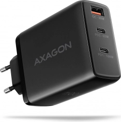 AXAGON ładowarka sieciowa GaN 100 W, 3 porty (USB‑A + podwójne USB‑C), czarna