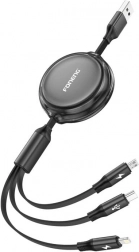 Foneng X113 3 w 1 zwijany kabel ładujący 1,1 m czarny