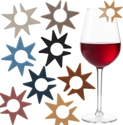 Silikonowe znaczniki na szklanki i kieliszki, 8 szt.