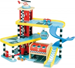 Vilac garaż Vilacity – drewniany piętrowy garaż z windą i autkami