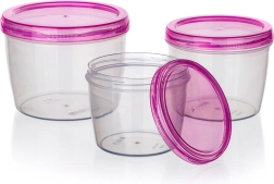 Zestaw okrągłych plastikowych pojemników na żywność 3 szt.