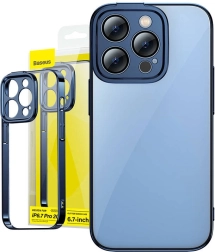 Etui i szkło hartowane Baseus Glitter do iPhone 14 Pro Max niebieskie