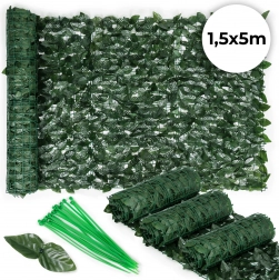 Sztuczny bluszczowy płot 500x50 cm na balkon w zielonym kolorze