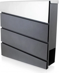 Skrzynka pocztowa naścienna z uchwytem na gazety, duża pojemność, stal nierdzewna i grafit