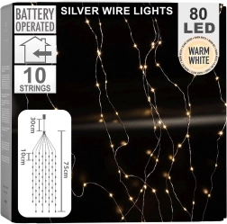 Świetlna wisząca kurtyna LED 80 LED, ciepła biel, 75 cm