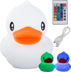 Dziecięca silikonowa lampka nocna w kształcie kaczki z kolorami RGB i pilotem