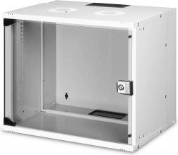 Ścienna sieciowa szafa 19" 9U SOHO PRO ze szklanymi drzwiami, szara