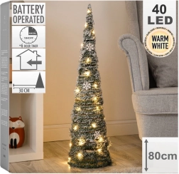 Świecąca stożkowa dekoracja świąteczna 80 cm, zielona, 40 LED