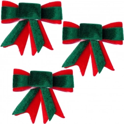 Świąteczne aksamitne kokardy 10,5 × 11 cm, zestaw 3 szt.