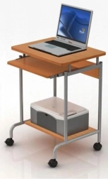 Kompaktowe biurko komputerowe z wysuwaną półką na klawiaturę, buk