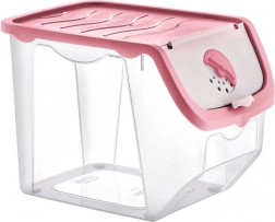 Plastowe pudełko na owoce i warzywa z pokrywką, różowe, 12 l