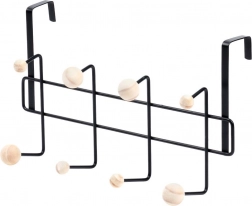 Wieszak drzwiowy wiszący z metalu i drewna 37 cm, czarny