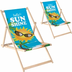 Zestaw 2 szt. składanych drewnianych leżaków do ogrodu i na plażę, z regulacją oparcia