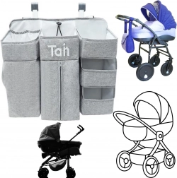 Wielofunkcyjny organizer na łóżeczko – szary