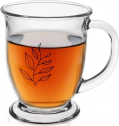 Szklany kubek 450 ml z motywem liścia