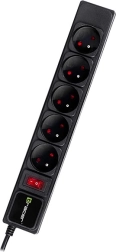 Listwa zasilająca PowerGear 5m czarna 5 gniazdek