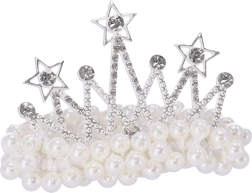 Ozdobna gumka do włosów z perełkami – Korona