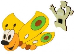 Drewniany magnes motyl żółty Dodo