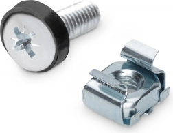 Śruby montażowe M6 19,8 mm z nakrętkami koszyczkowymi i podkładkami do racków 10" i 19", zestaw 50 szt., srebrne – DIGITUS