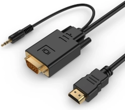 Konwerter HDMI na VGA z audio 3,5 mm, 3 m, czarny
