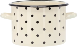 Emaliowany garnek 3 l 18 cm biały w kropki