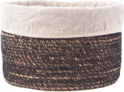 Ręcznie pleciony kosz do przechowywania z wyjmowaną wkładką materiałową 20 × 13 cm
