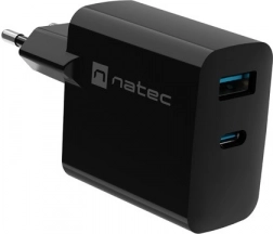 Natec Ribera GaN ładowarka sieciowa 1x USB-A + 1x USB-C 45W czarna