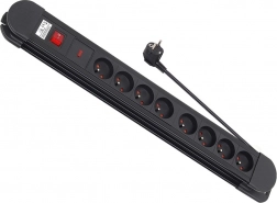 Listwa przeciwprzepięciowa z 8 gniazdami 1,5 m z wyłącznikiem, montaż na ścianie