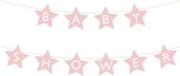 Baner na baby shower z gwiazdkami – Jasnoróżowy