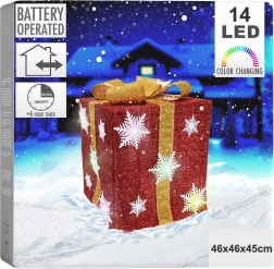 Świecący świąteczny prezent z LED, czerwony, 46 cm