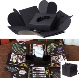 czarne pudełko prezentowe typu eksplozja