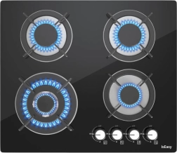 Iseasy płyta gazowa ze szklanym wykończeniem, 4 palniki