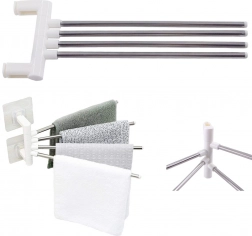 Obrotowy ścienny wieszak na ręczniki z 4 ramionami bez wiercenia