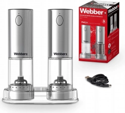 elektryczne młynki do soli i pieprzu USB‑C, zestaw 2 szt. z regulacją grubości i światłem LED