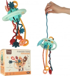 Montessori sensoryczna grzechotka i gryzak ze sznureczkami i przyciskami dla niemowląt