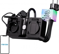 Meross inteligentna listwa zasilająca Wi‑Fi do użytku zewnętrznego z pomiarem, IP44, Matter