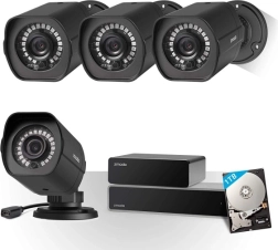 zestaw systemu kamer Zmodo 4× 1080p z NVR i dyskiem 1 TB