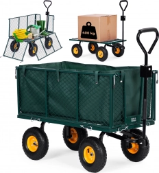 Ogródkowy wózek transportowy MultiGarden z otwieranymi bokami i dużymi pompowanymi kołami