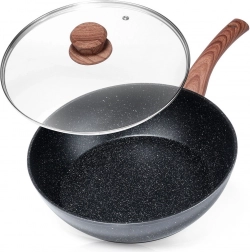 Granitowa patelnia z szklaną pokrywką BLACK&WOOD 28 cm, 3,5 l